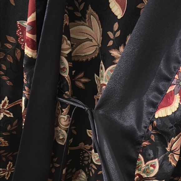 Victoria's Secret Deep Purple Floral Brocade Kimono Robe Belt Vintage Gold Label - Picture 3 of 14